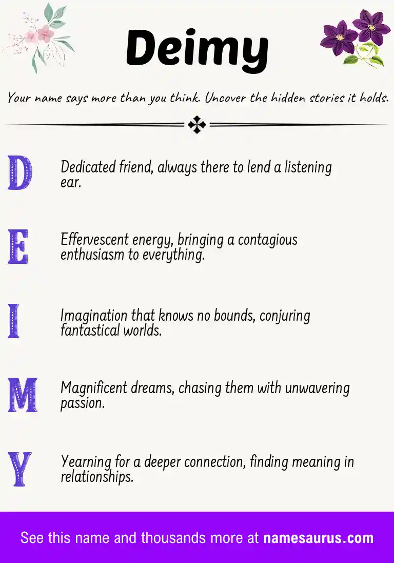 Acrostic poem about Deimy.