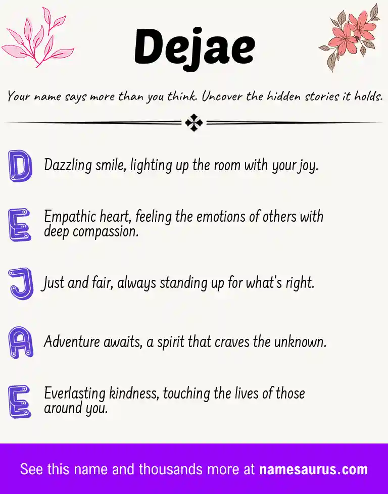 Acrostic poem about Dejae.