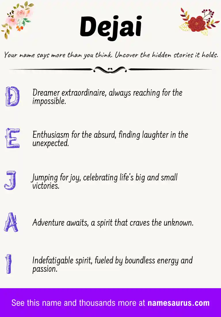 Acrostic poem about Dejai.