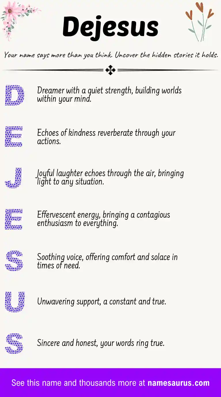 Acrostic poem about Dejesus.