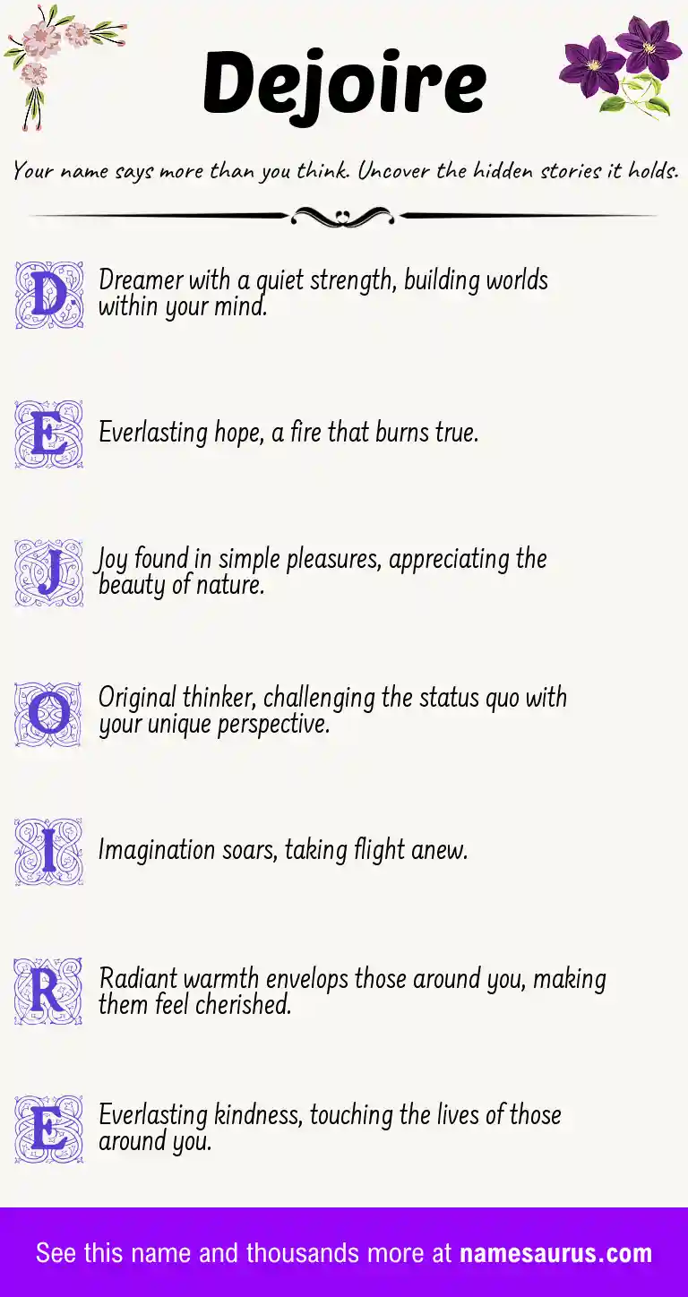 Acrostic poem about Dejoire.