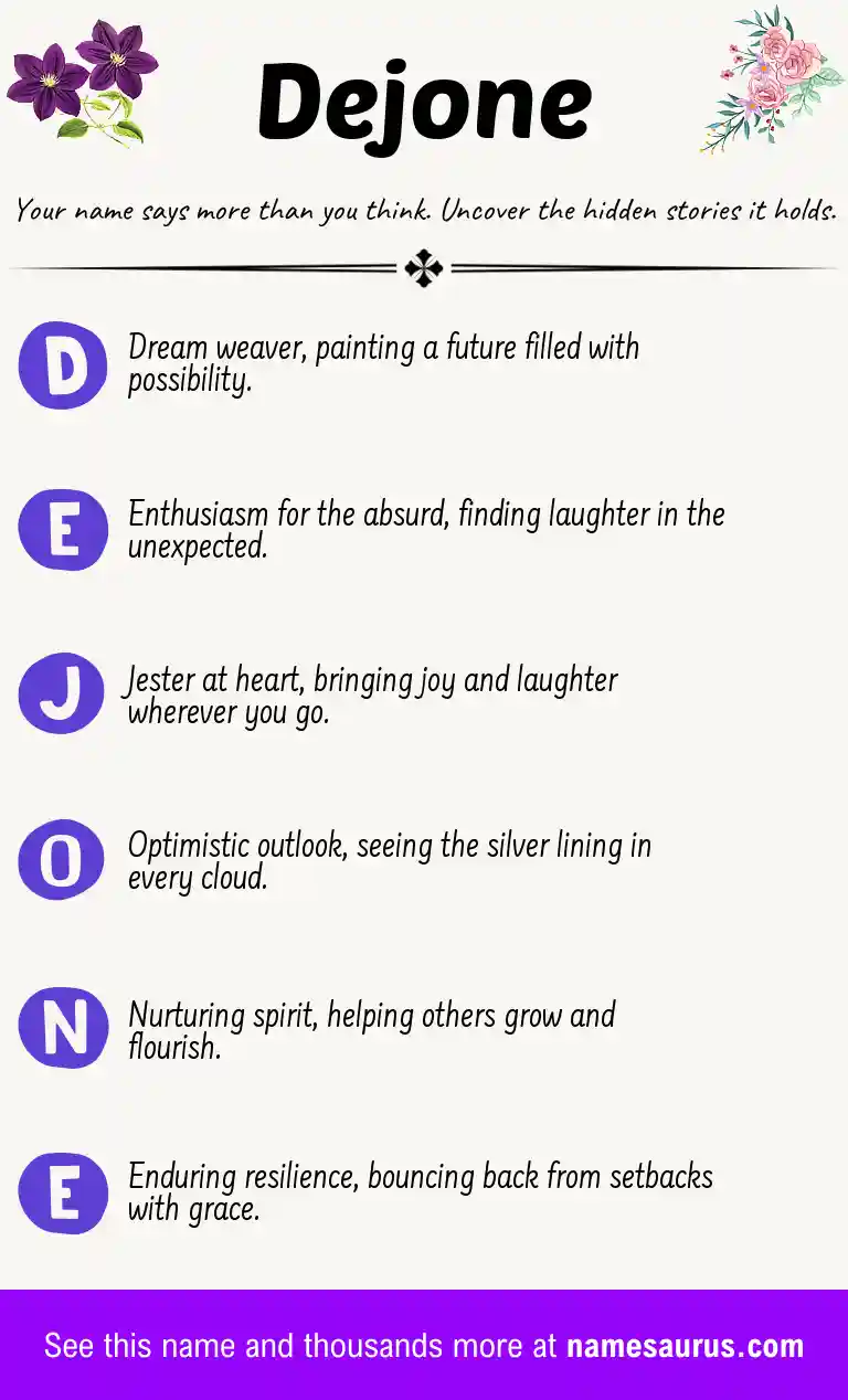Acrostic poem about Dejone.