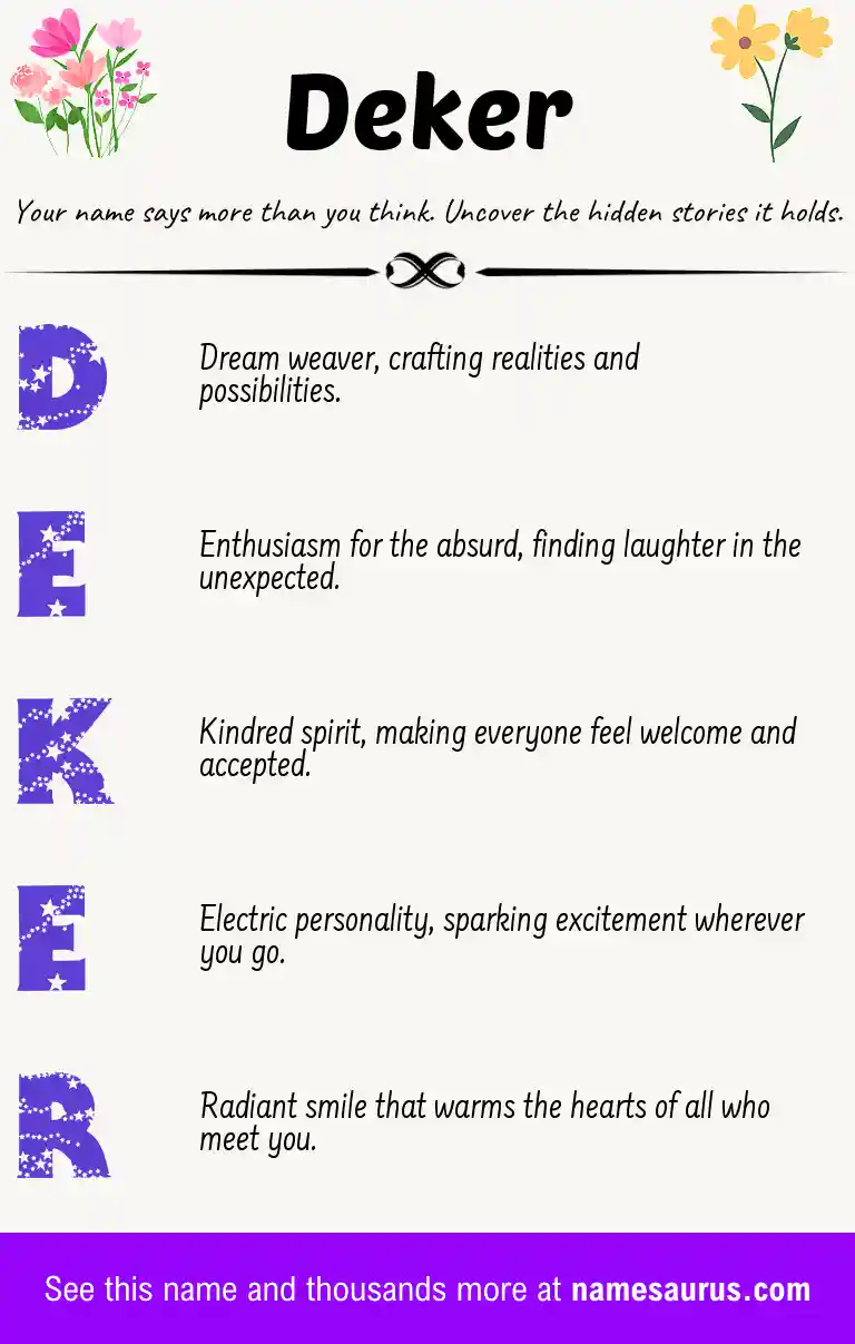 Acrostic poem about Deker.