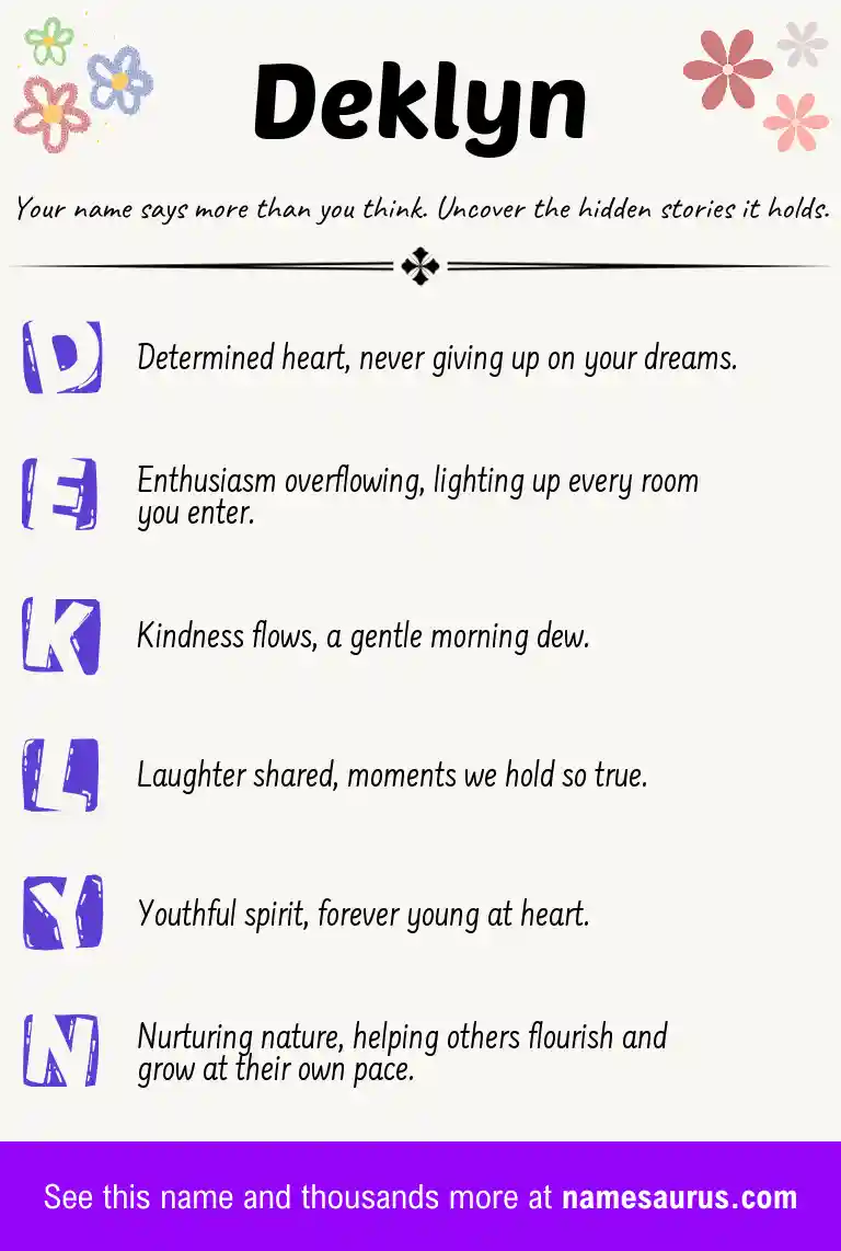 Acrostic poem about Deklyn.