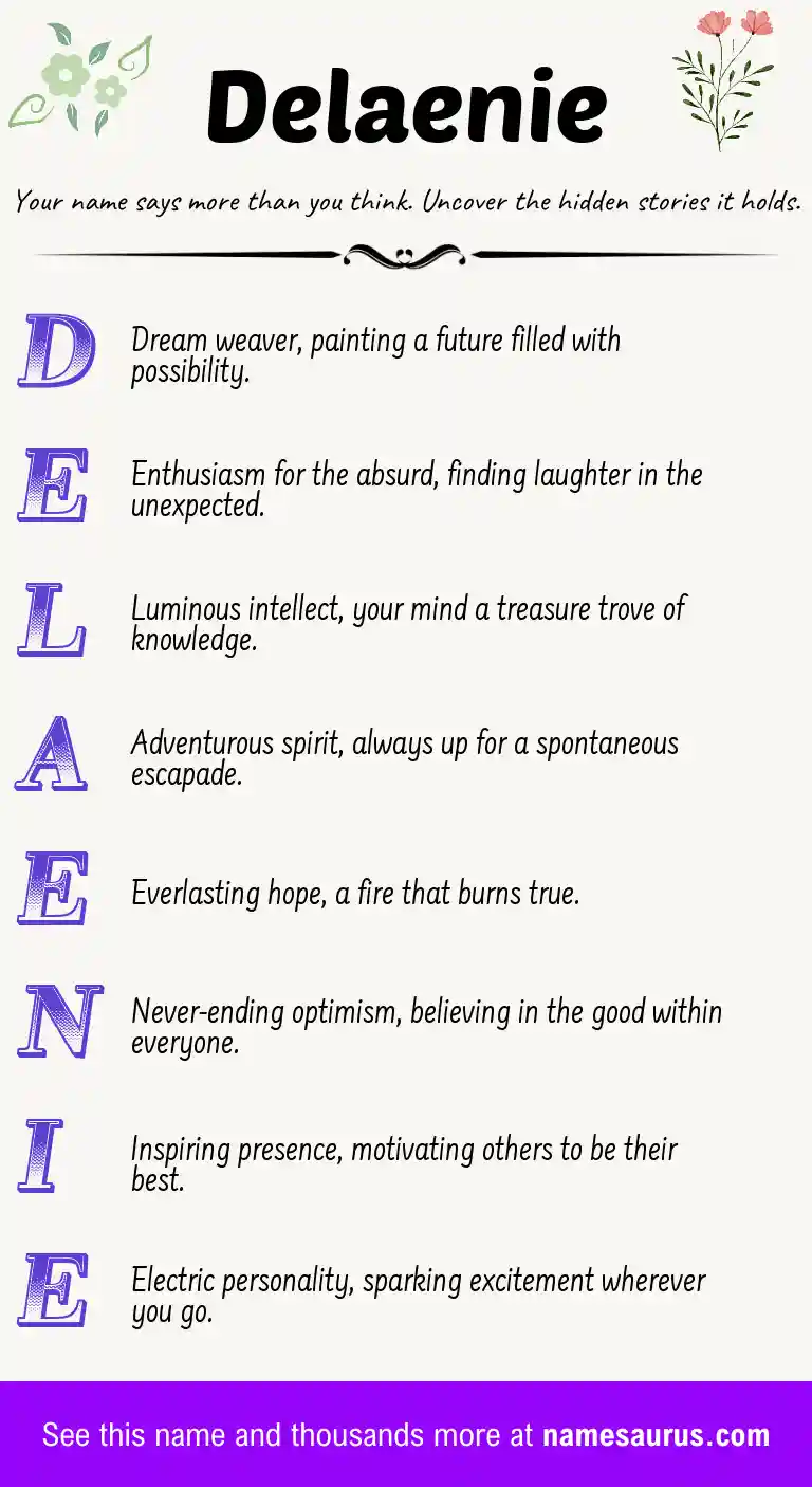 Acrostic poem about Delaenie.