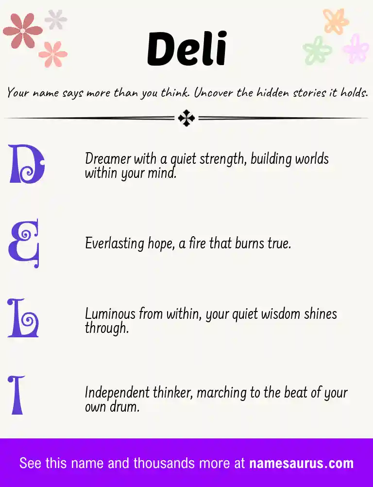 Acrostic poem about Deli.