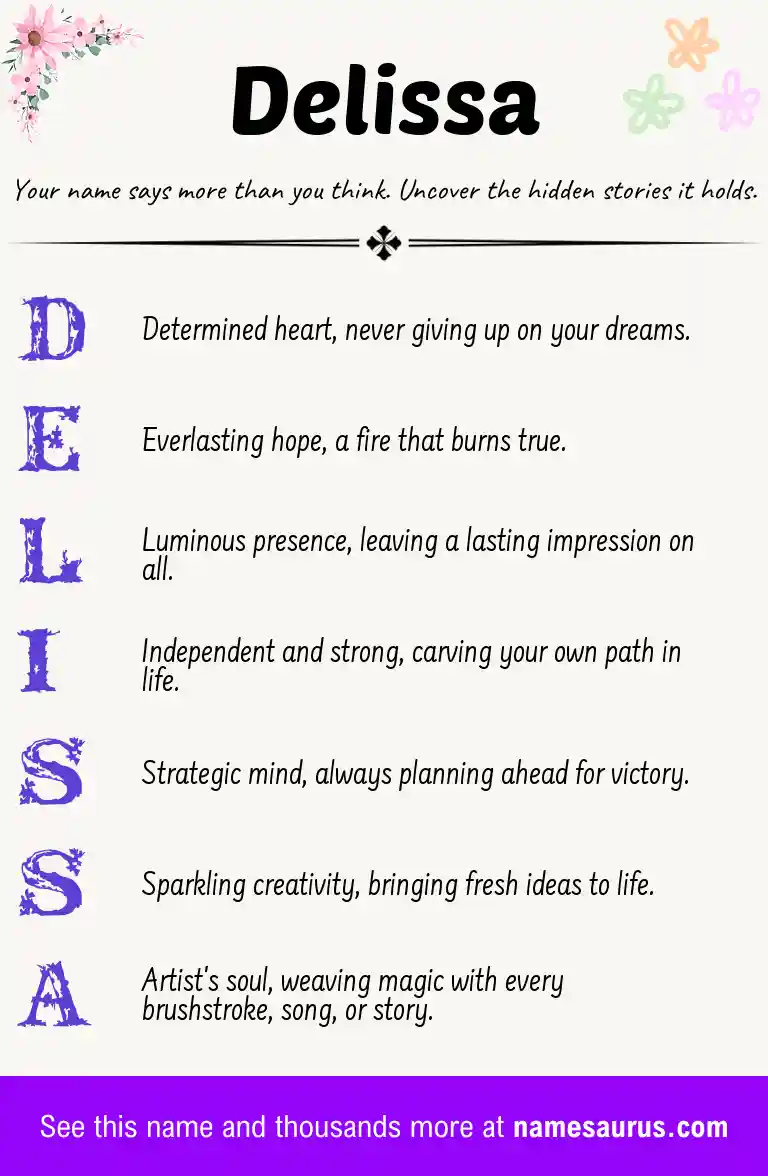 Acrostic poem about Delissa.