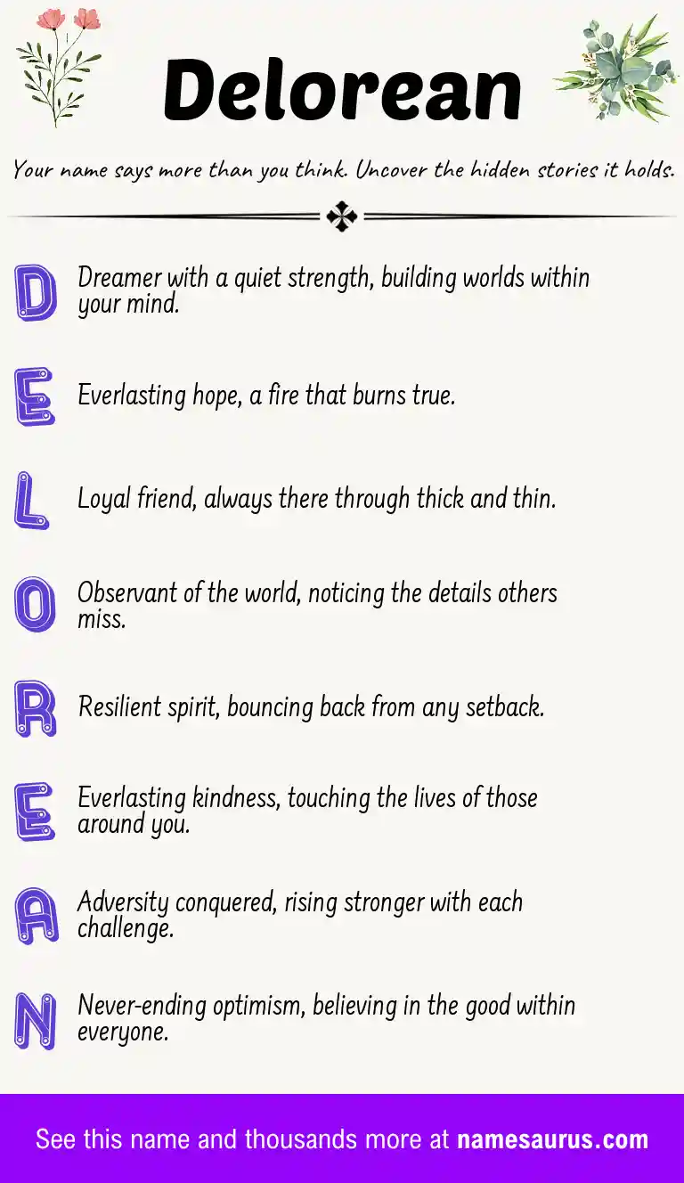 Acrostic poem about Delorean.
