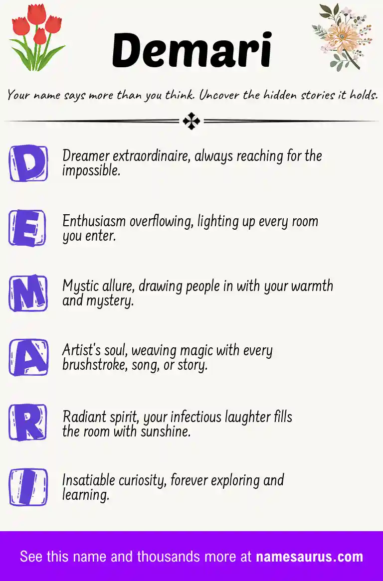 Acrostic poem about Demari.