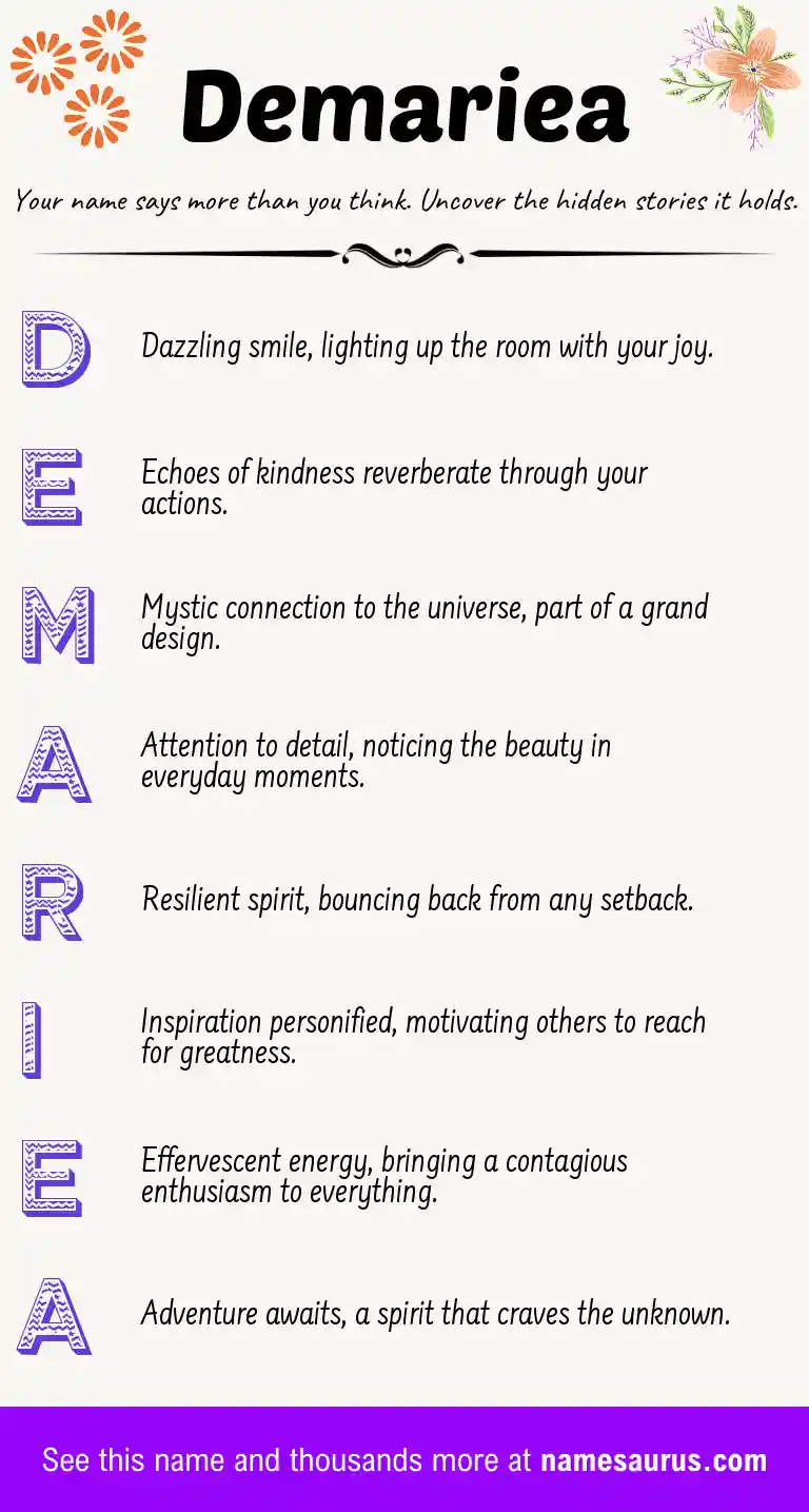 Acrostic poem about Demariea.
