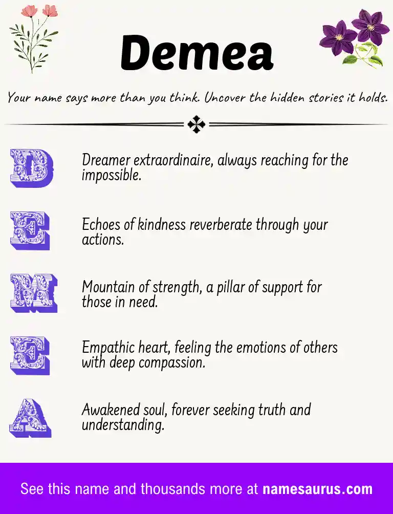 Acrostic poem about Demea.