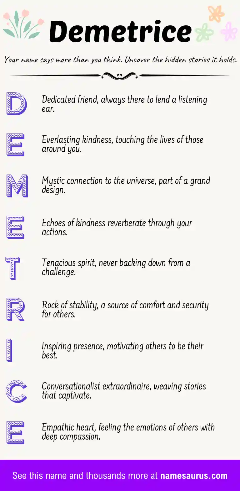 Acrostic poem about Demetrice.