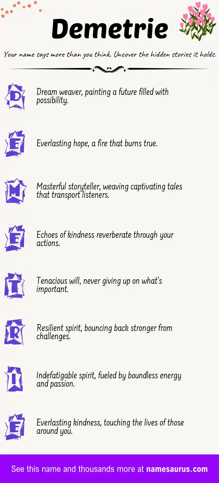 Acrostic poem about Demetrie.
