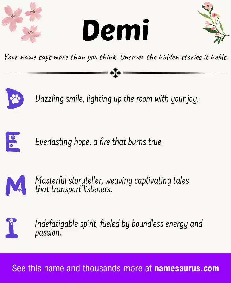 Acrostic poem about Demi.