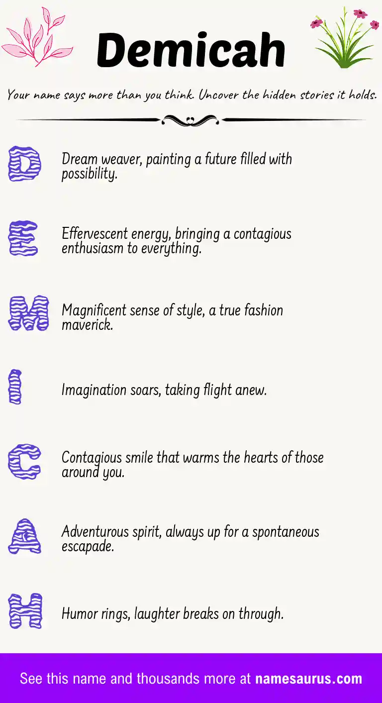 Acrostic poem about Demicah.