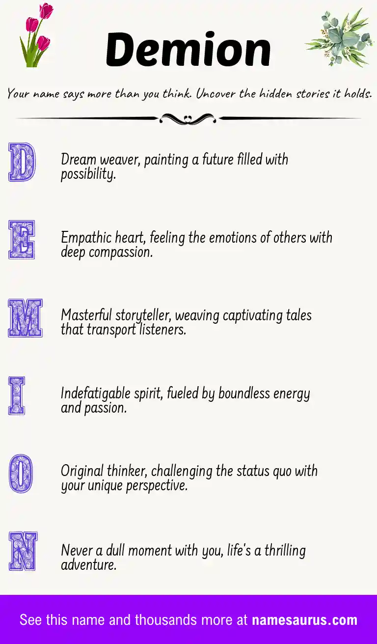 Acrostic poem about Demion.