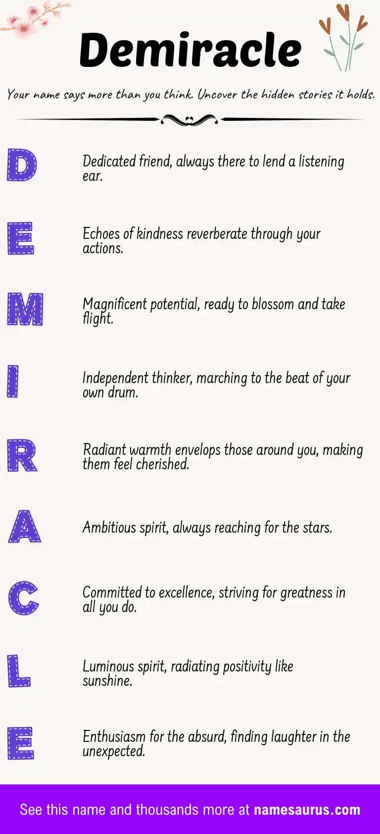 Acrostic poem about Demiracle.