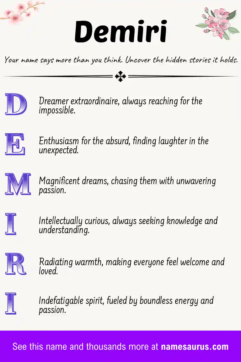 Acrostic poem about Demiri.