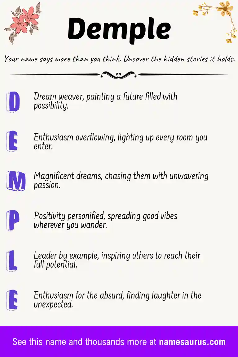 Acrostic poem about Demple.