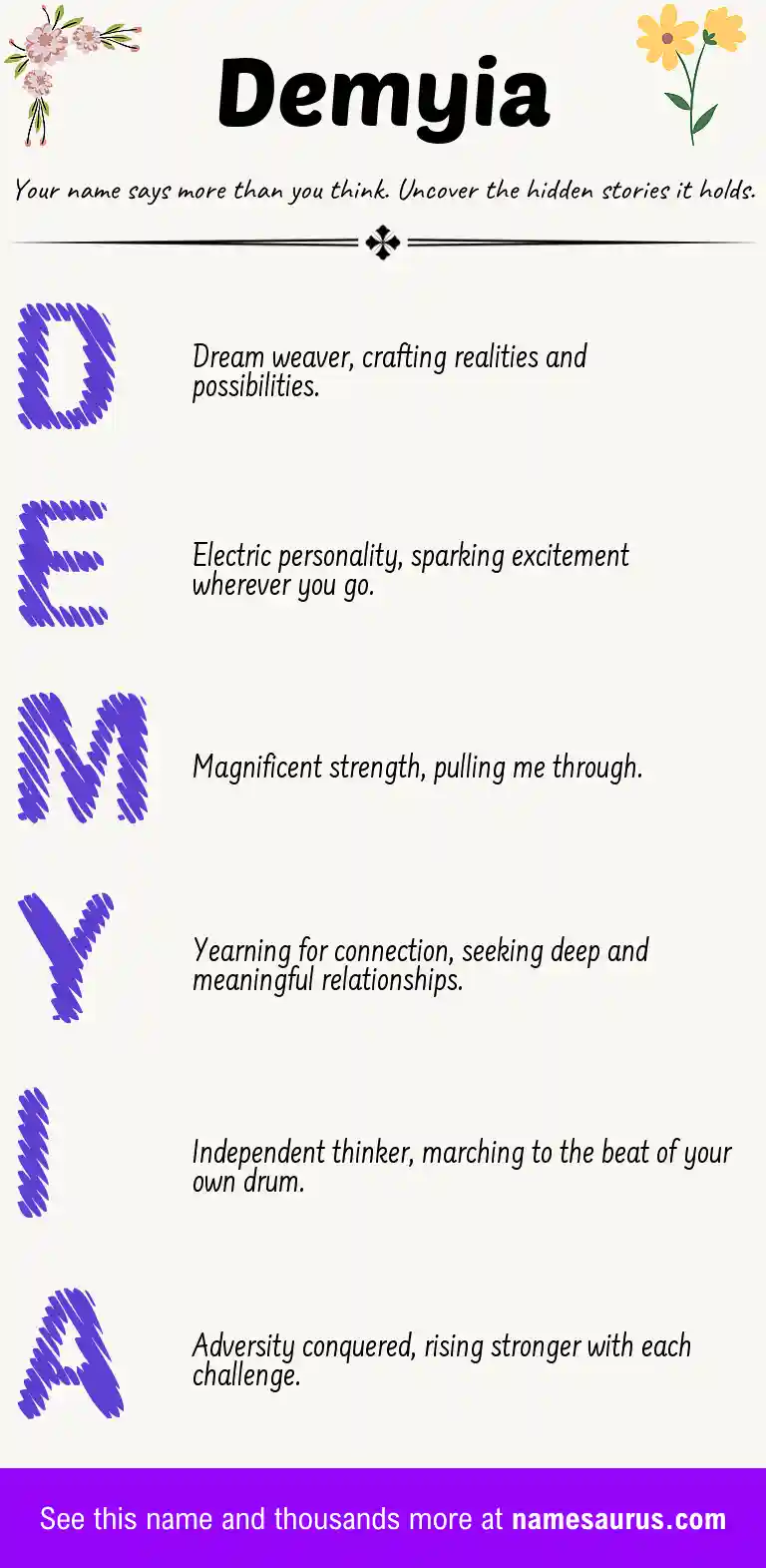 Acrostic poem about Demyia.