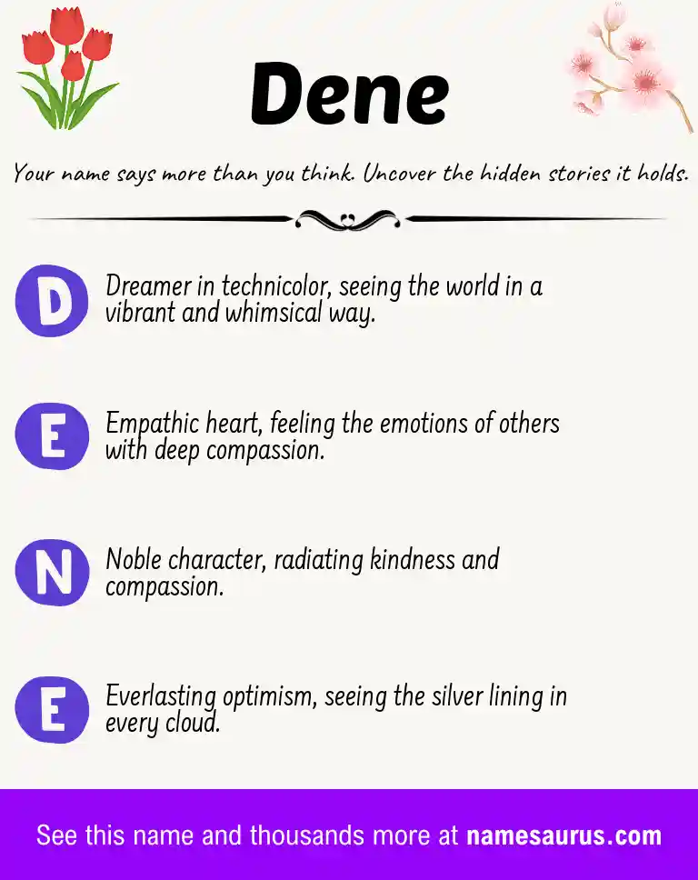 Acrostic poem about Dene.