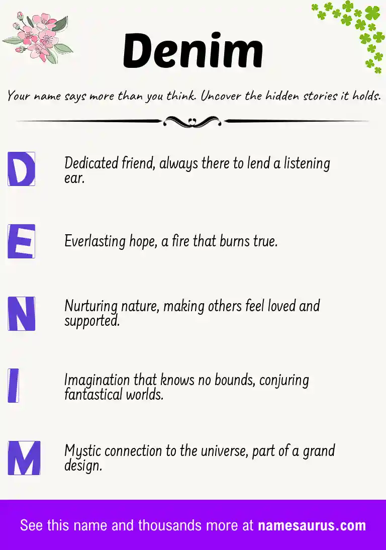 Acrostic poem about Denim.