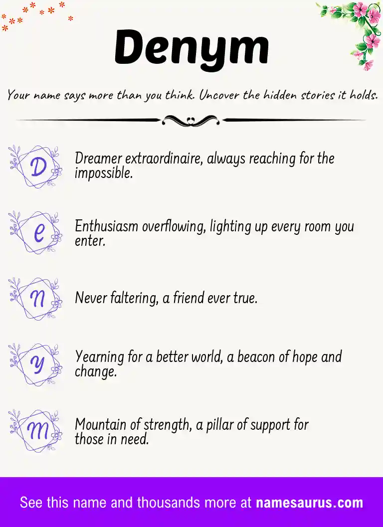 Acrostic poem about Denym.