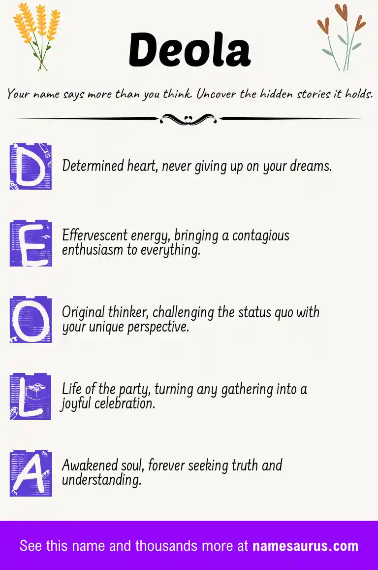 Acrostic poem about Deola.