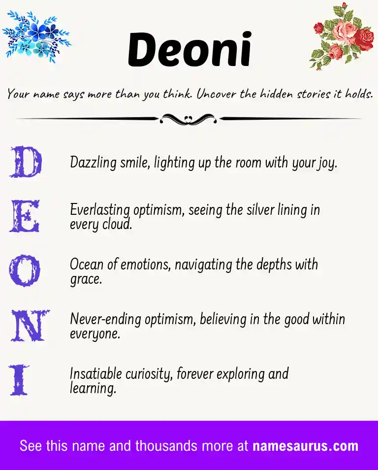 Acrostic poem about Deoni.