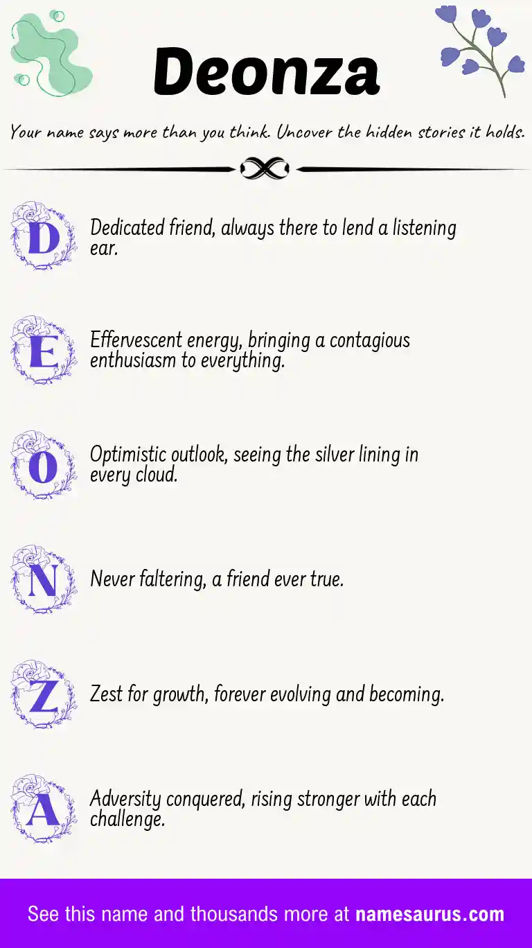 Acrostic poem about Deonza.