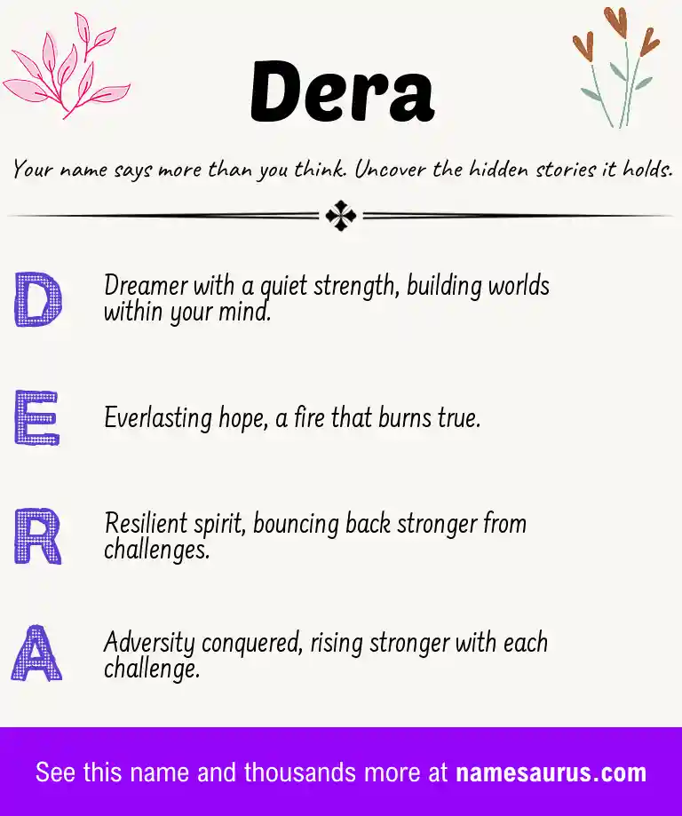 Acrostic poem about Dera.