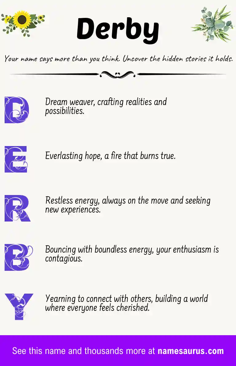 Acrostic poem about Derby.