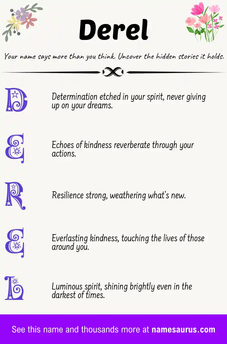 Acrostic poem about Derel.