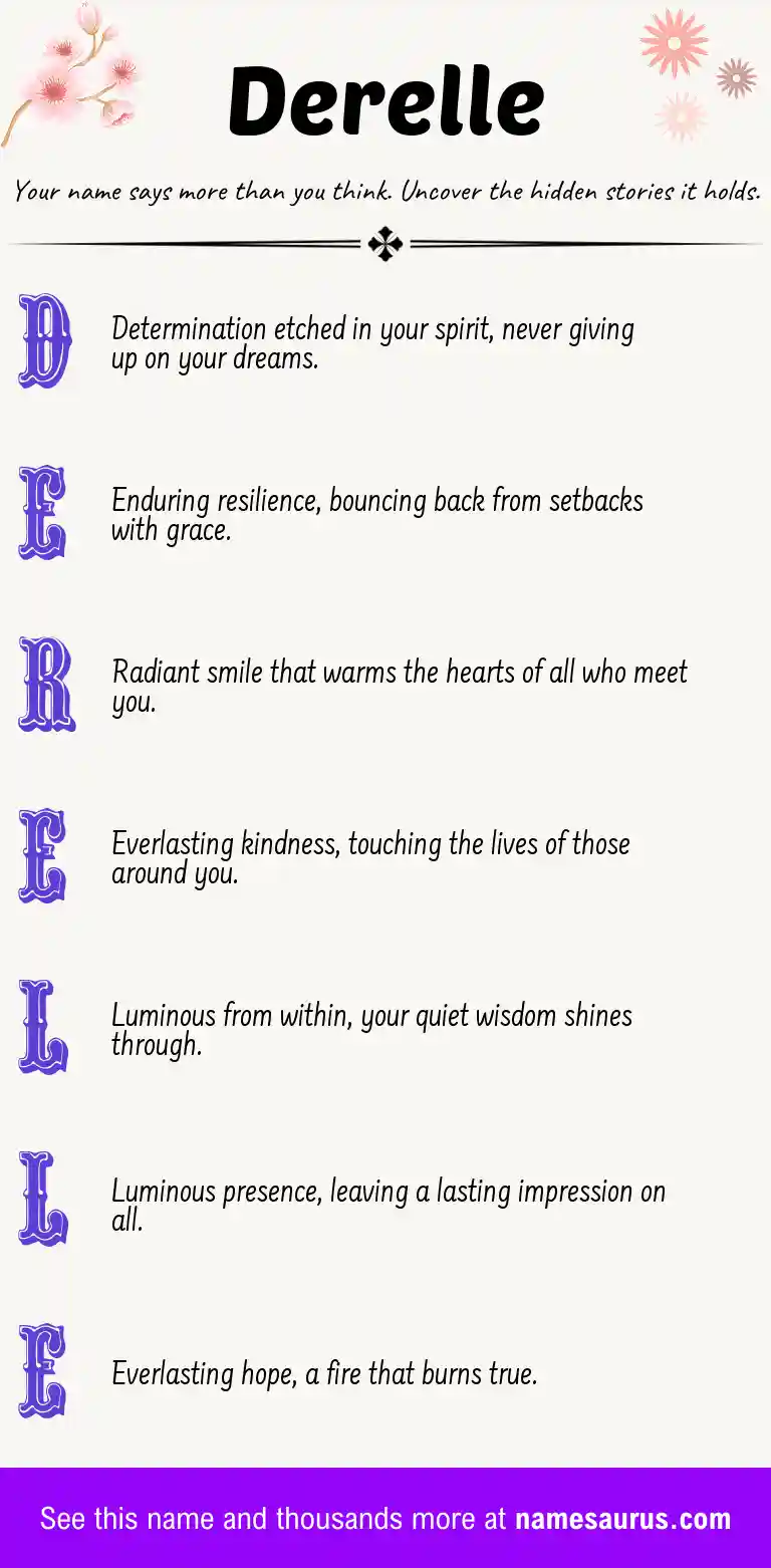 Acrostic poem about Derelle.