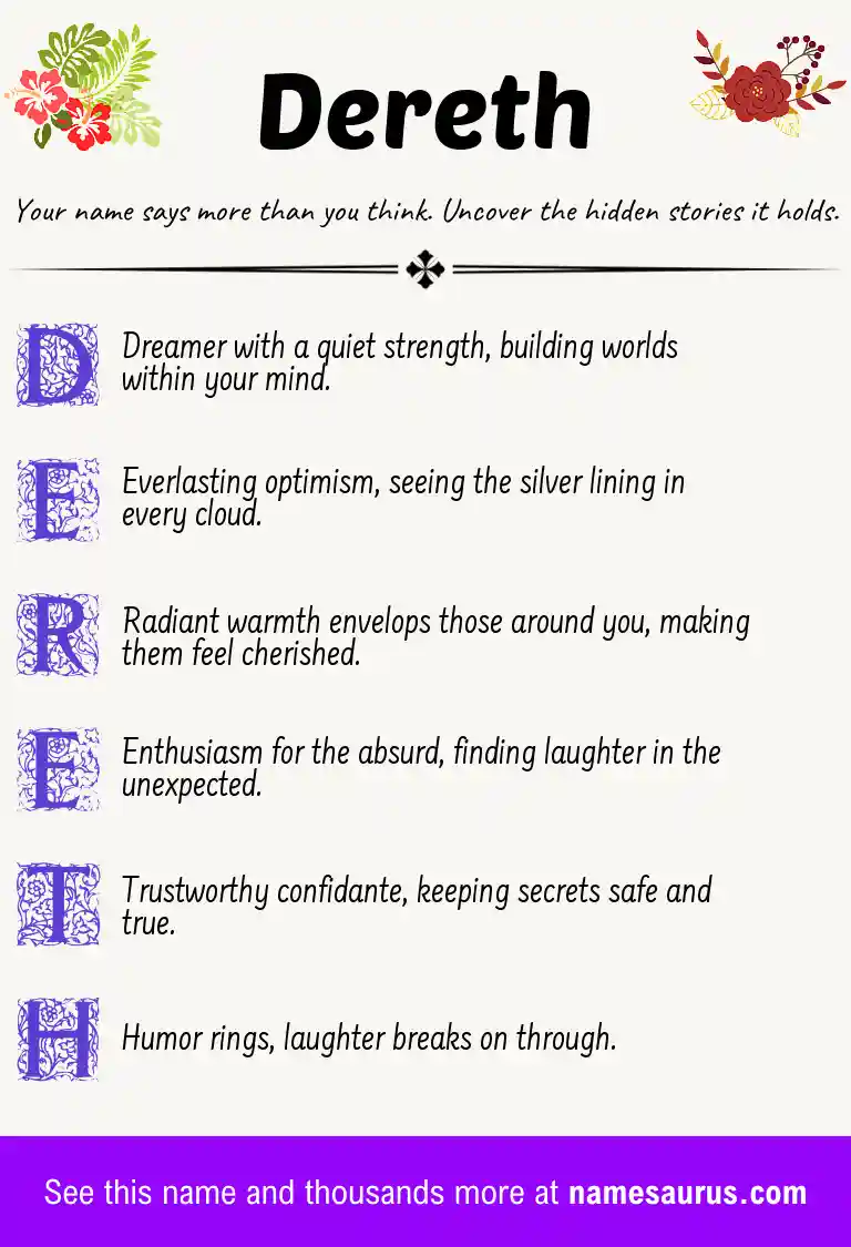 Acrostic poem about Dereth.