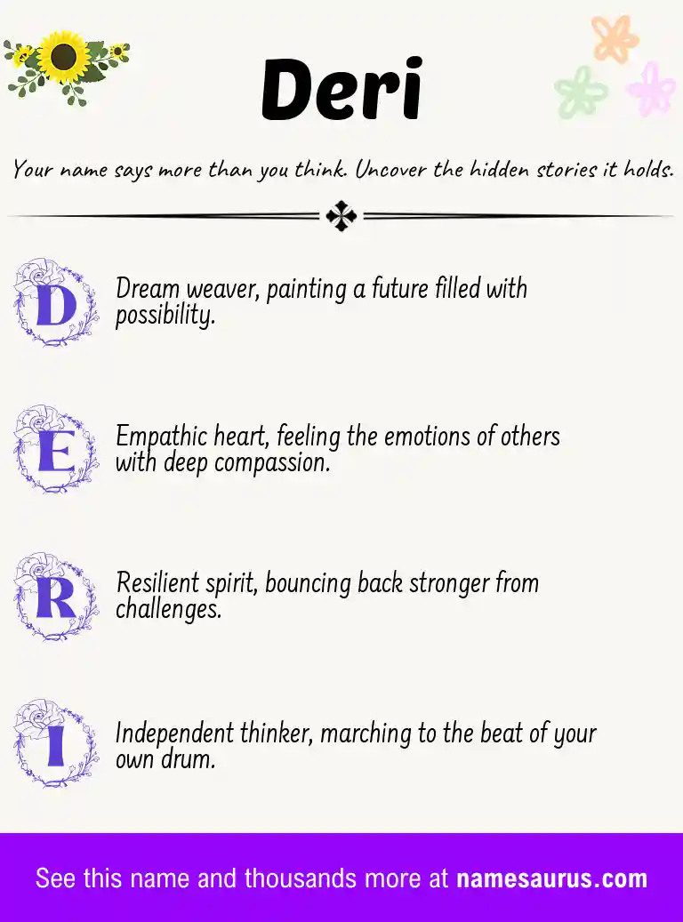 Acrostic poem about Deri.