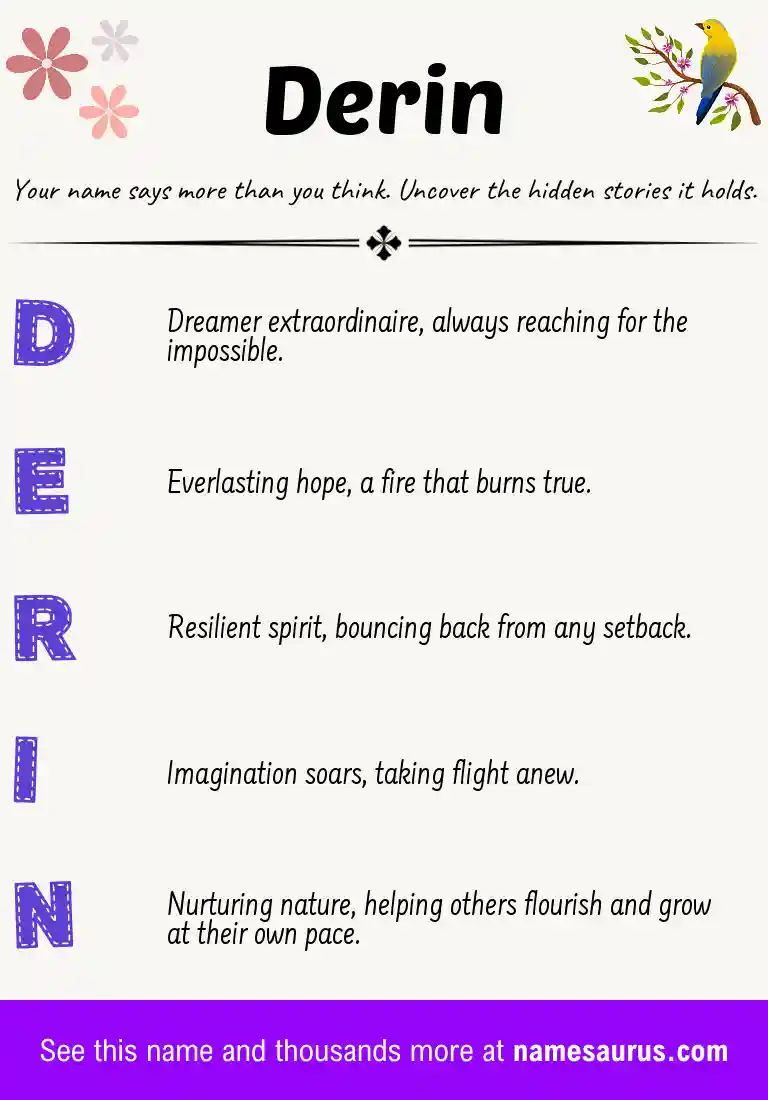 Acrostic poem about Derin.