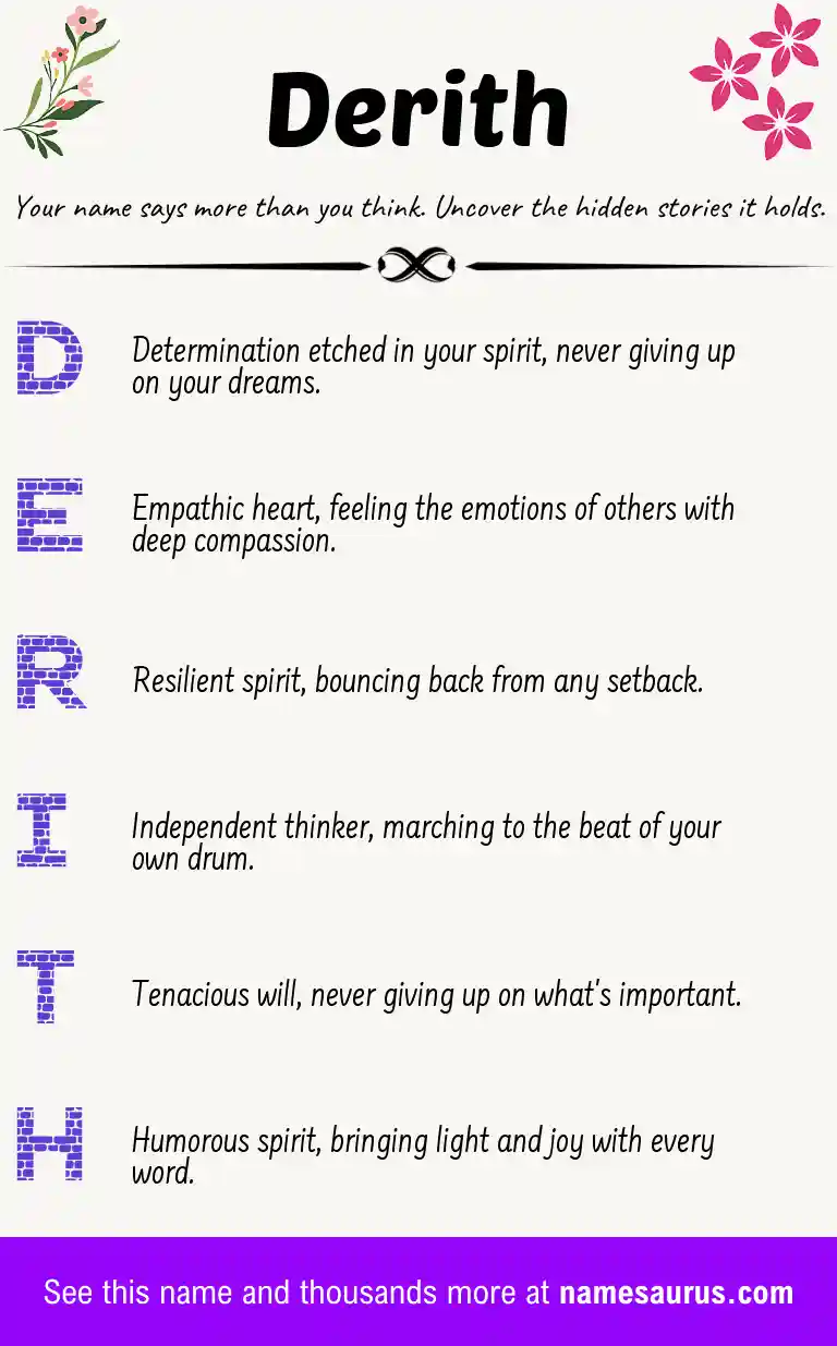 Acrostic poem about Derith.