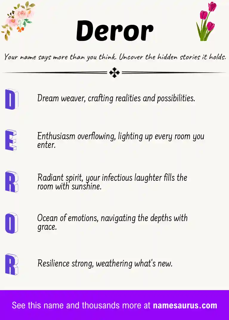 Acrostic poem about Deror.