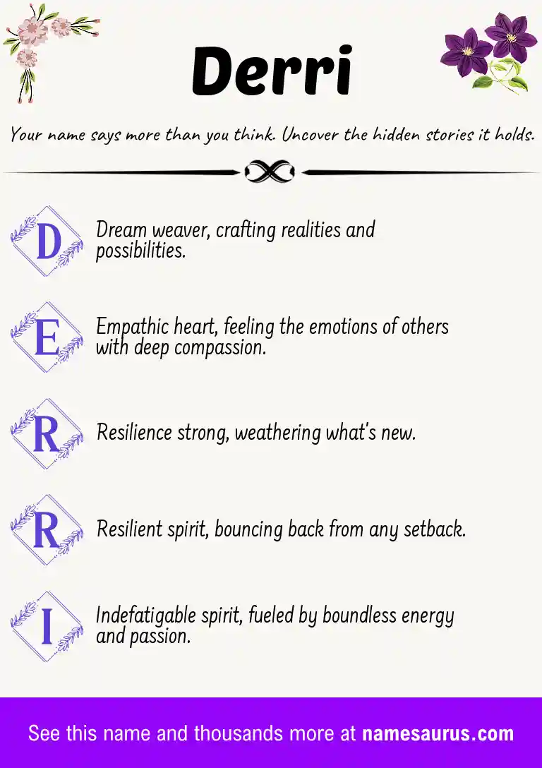 Acrostic poem about Derri.