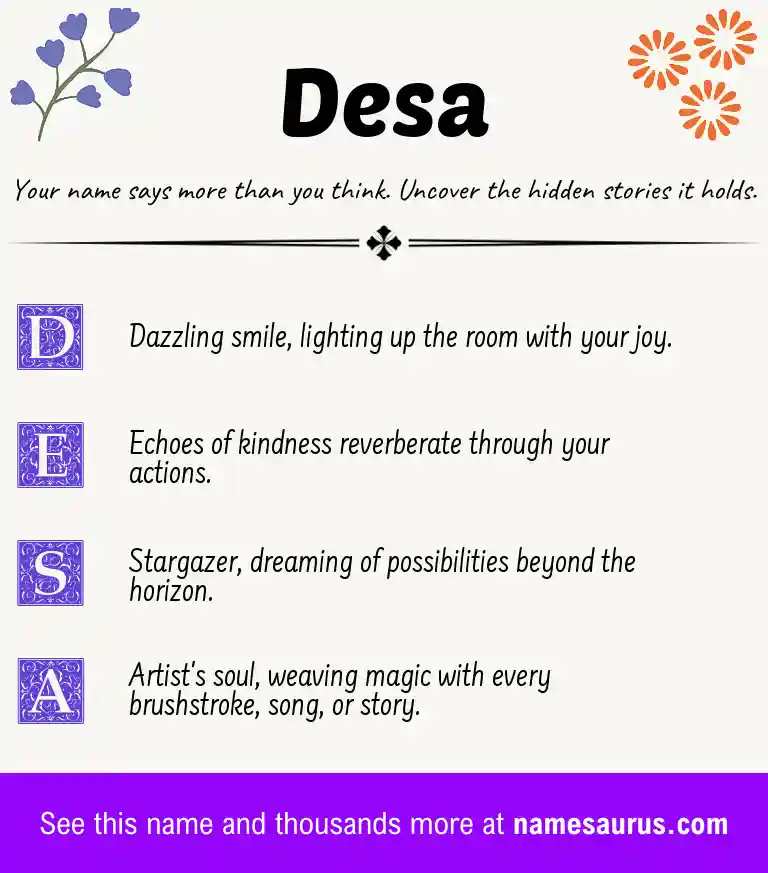 Acrostic poem about Desa.
