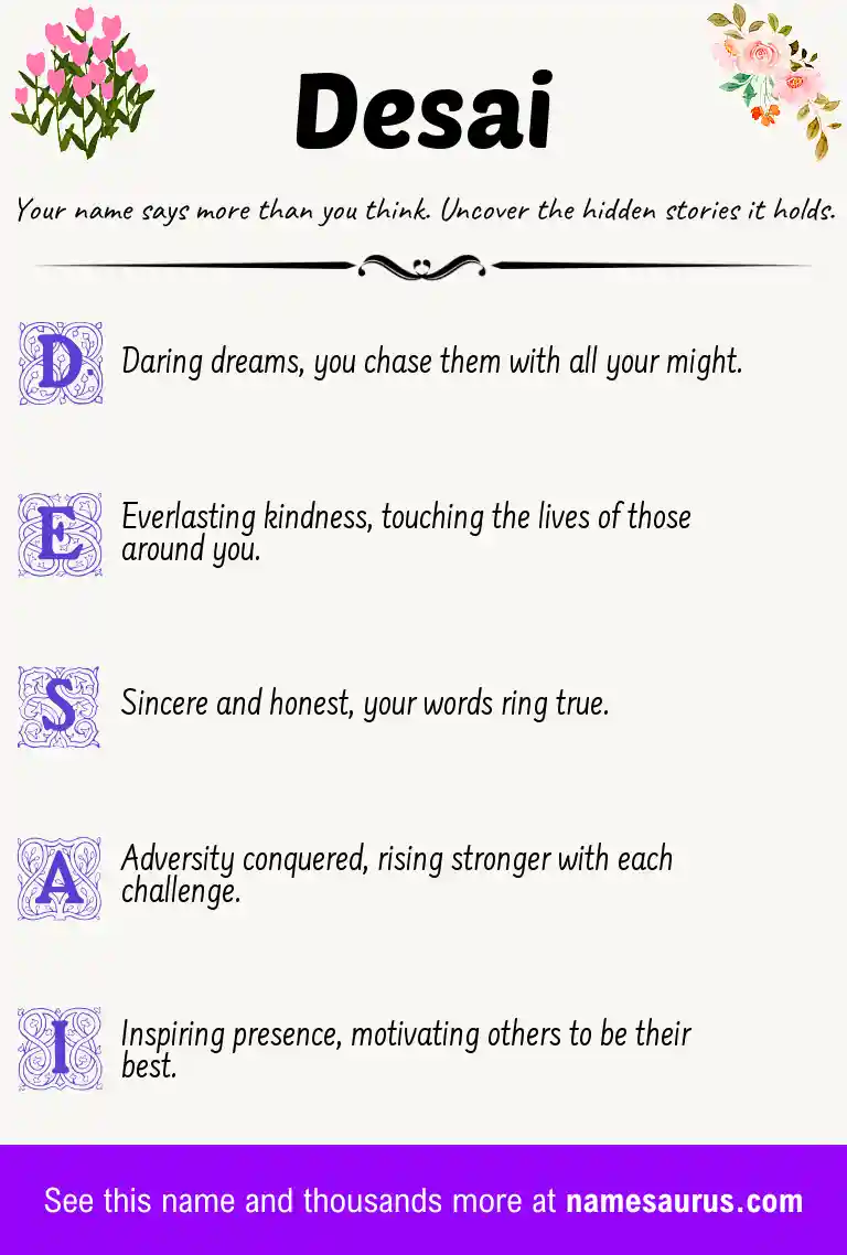 Acrostic poem about Desai.