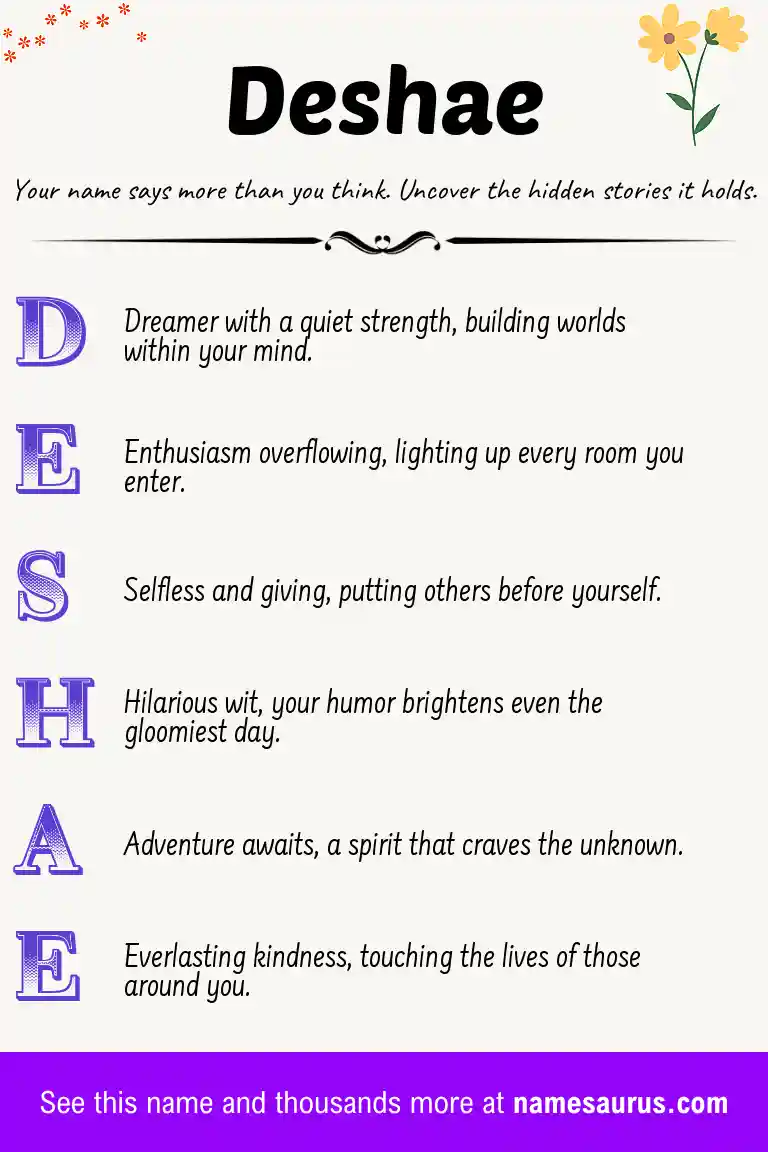 Acrostic poem about Deshae.
