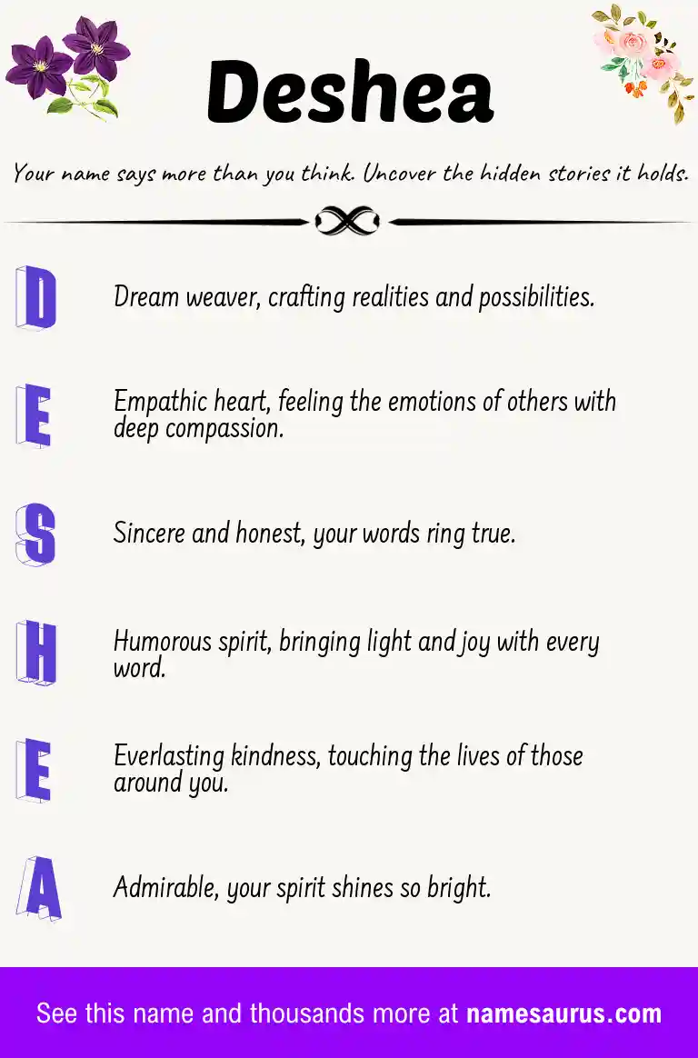 Acrostic poem about Deshea.