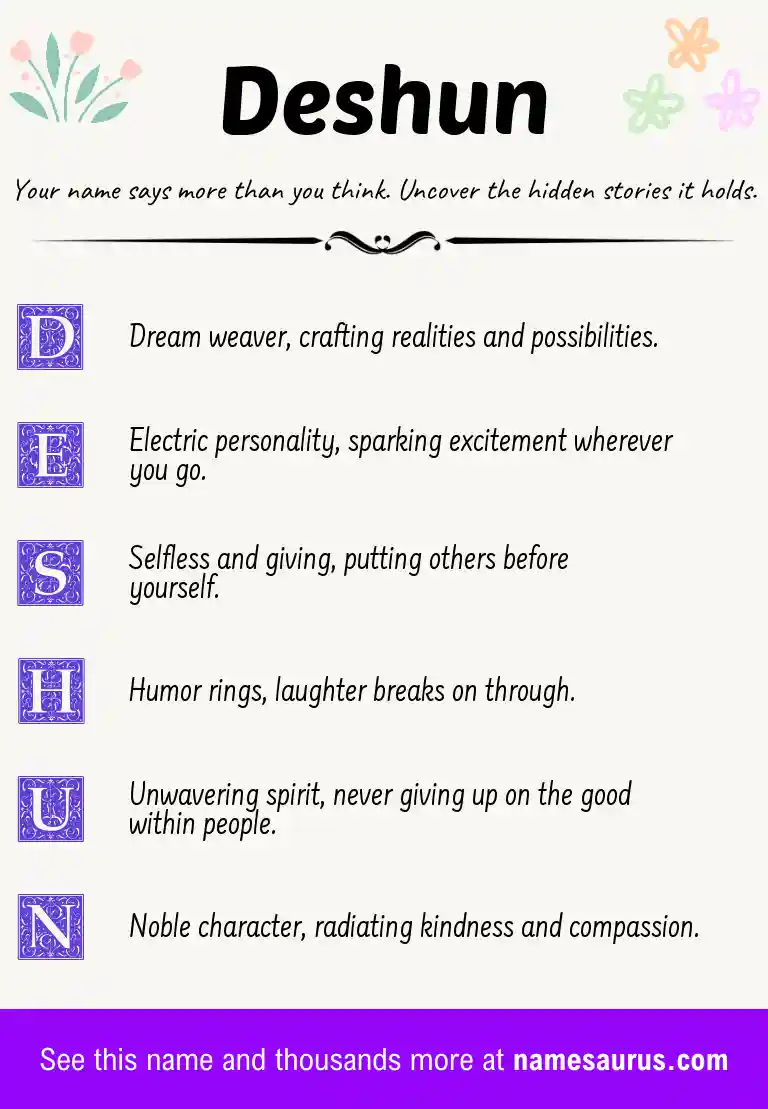 Acrostic poem about Deshun.
