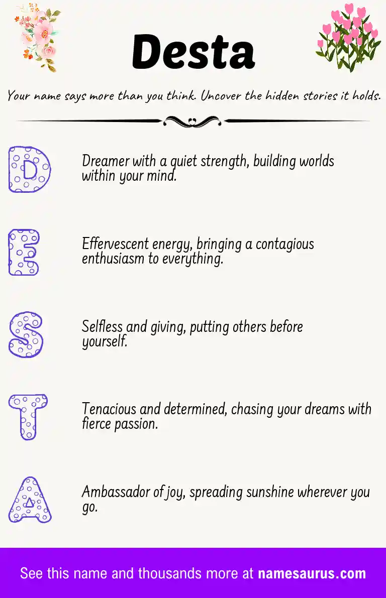 Acrostic poem about Desta.