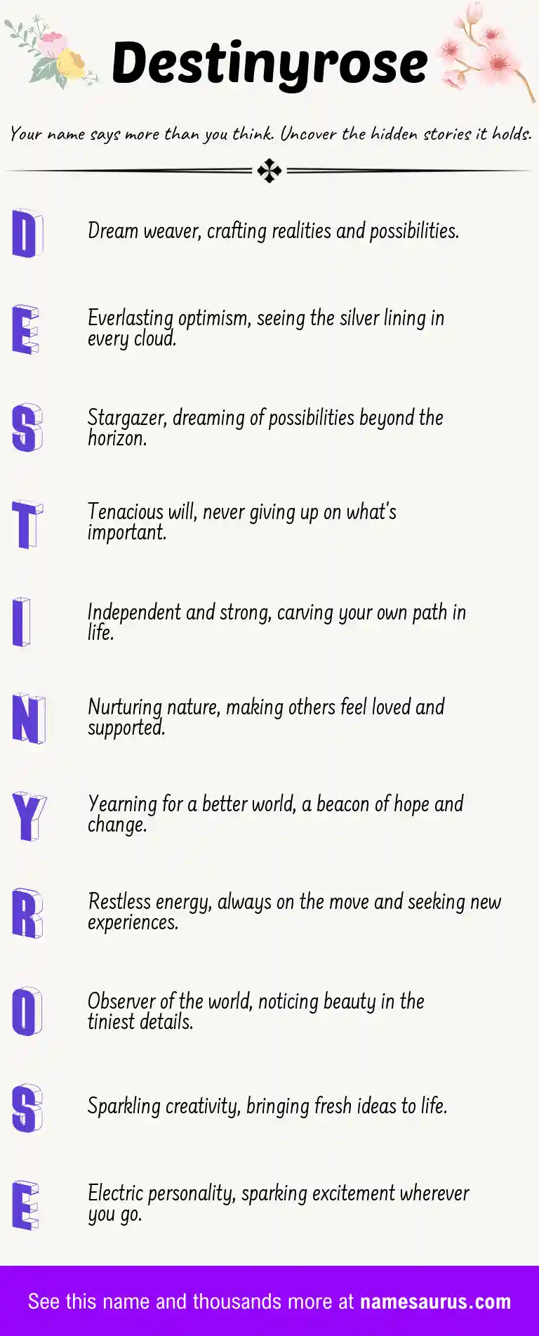 Acrostic poem about Destinyrose.