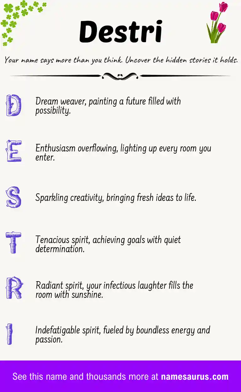 Acrostic poem about Destri.