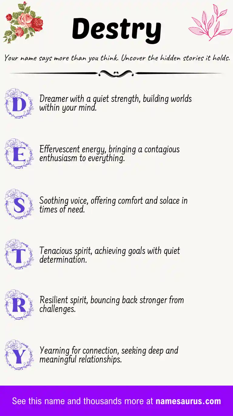 Acrostic poem about Destry.