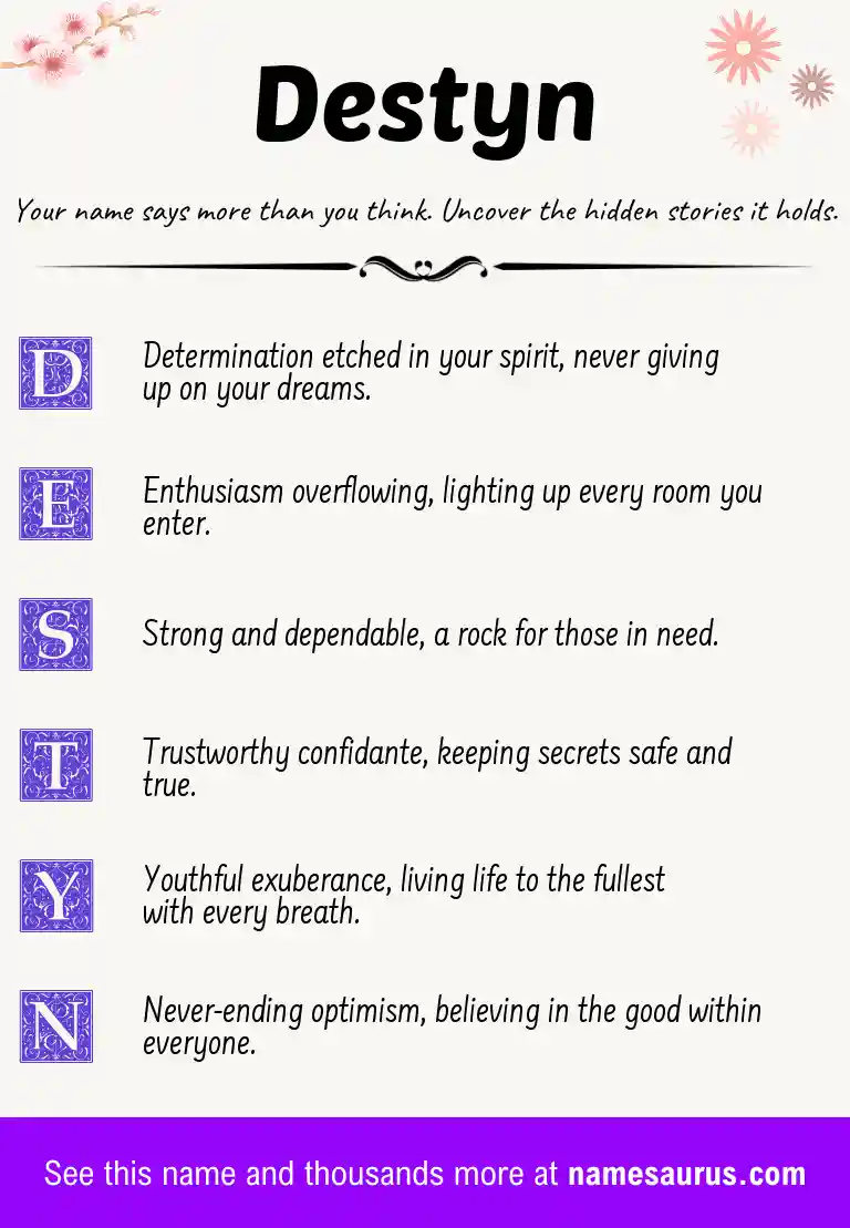 Acrostic poem about Destyn.